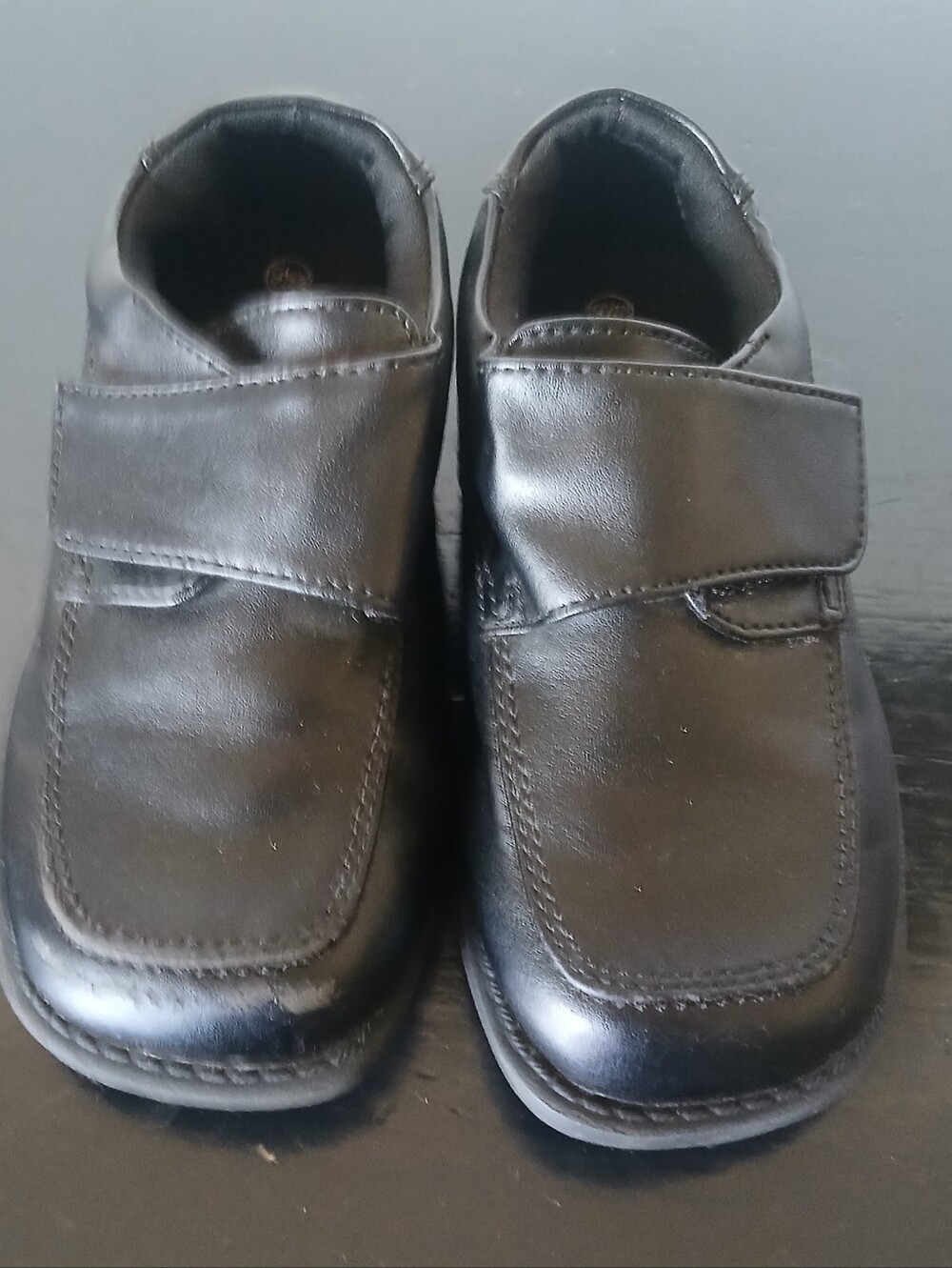 smartfit Black Hook-and-Loop Kids Dress Shoes